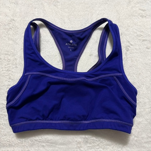 Athleta Other - Athleta Sports Bra Womens Lg Purple Racerback Mesh Keyhole Activewear Gym Sporty